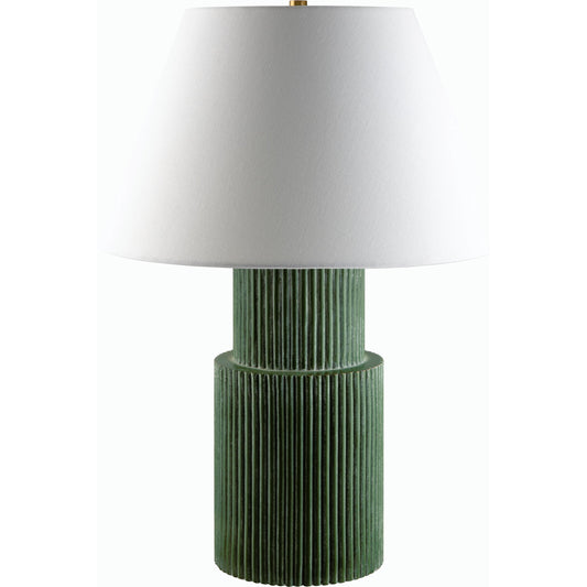 Hikari Accent Table Lamp - 524543 by Surya in body: dark green, cord: translucent and paintedplated. Made from resin, linen, iron in a modern style.