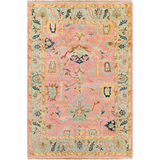 Hillcrest Rug - 22143 by Surya in seafoam, bright yellow. Made from 90% new zealand wool, 10% viscose in a unique style.