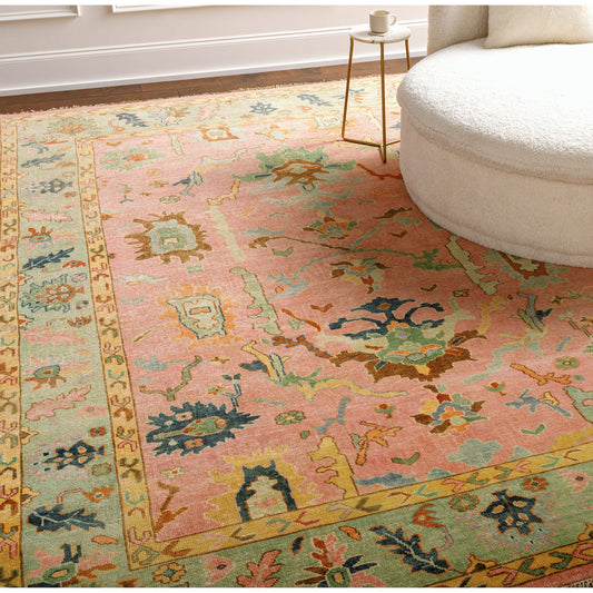 Hillcrest Rug - 22143 by Surya in seafoam, bright yellow. Made from 90% new zealand wool, 10% viscose in a unique style.