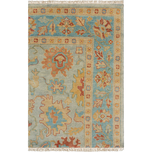 Hillcrest Rug - 27878 by Surya in sage, rust, teal, charcoal, light olive, wheat. Made from 90% new zealand wool, 10% viscose in a unique style.