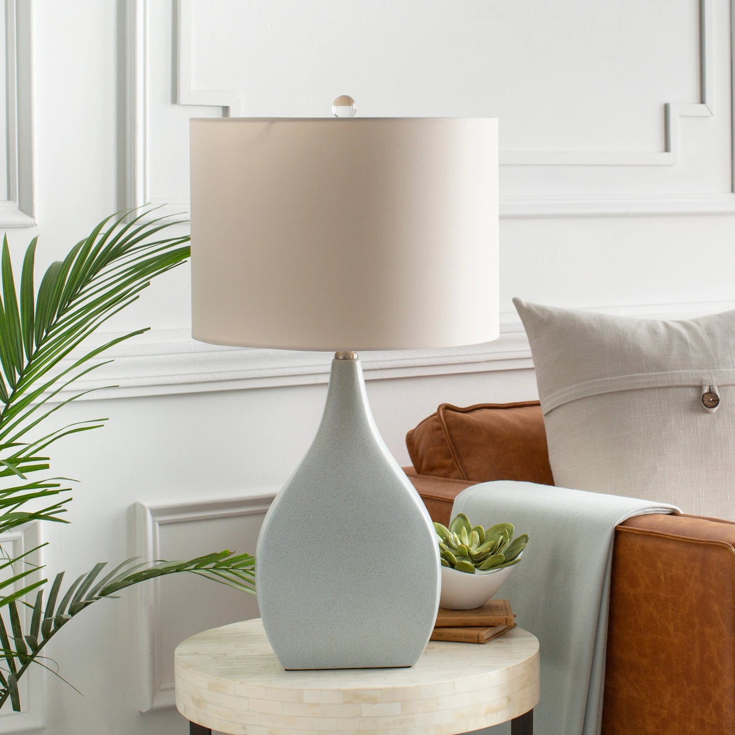 001 S-278847 | Lifestyle | Hinton - 21526 by Surya. Made from linen, polyester, ceramic, crystal, metal in a coastal style.