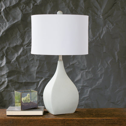 Hinton - 21526 by Surya in cream, metallic nickel, clear and glazed, light. Made from linen, polyester, ceramic, crystal, metal in a coastal style.