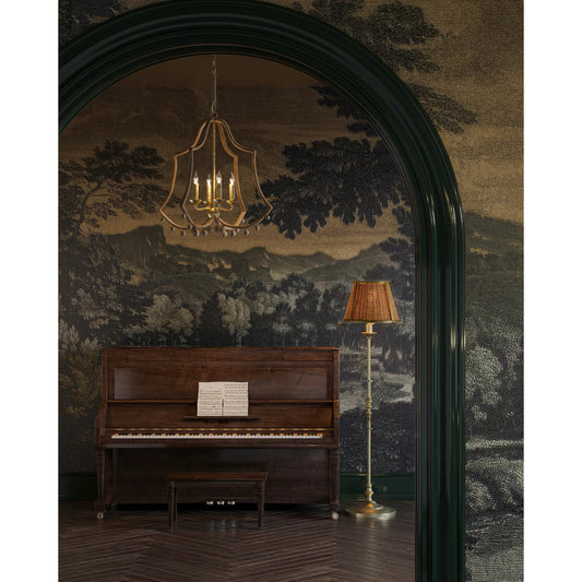 Deauville Floor Lamp by Currey and Company in polished brass, natural. Made from metal, seagrass in a cottage & farmhouse style.