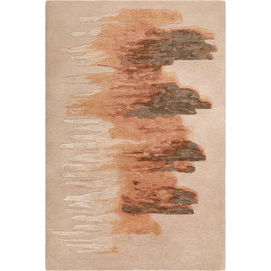 Hiroshima HIO-2300 Rug by Surya in warm taupe, burnt sienna, charcoal, sandy beige, copper. Made from wool, viscose in a unique style.