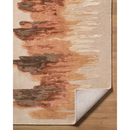 Hiroshima HIO-2300 Rug by Surya in warm taupe, burnt sienna, charcoal, sandy beige, copper. Made from wool, viscose in a unique style.
