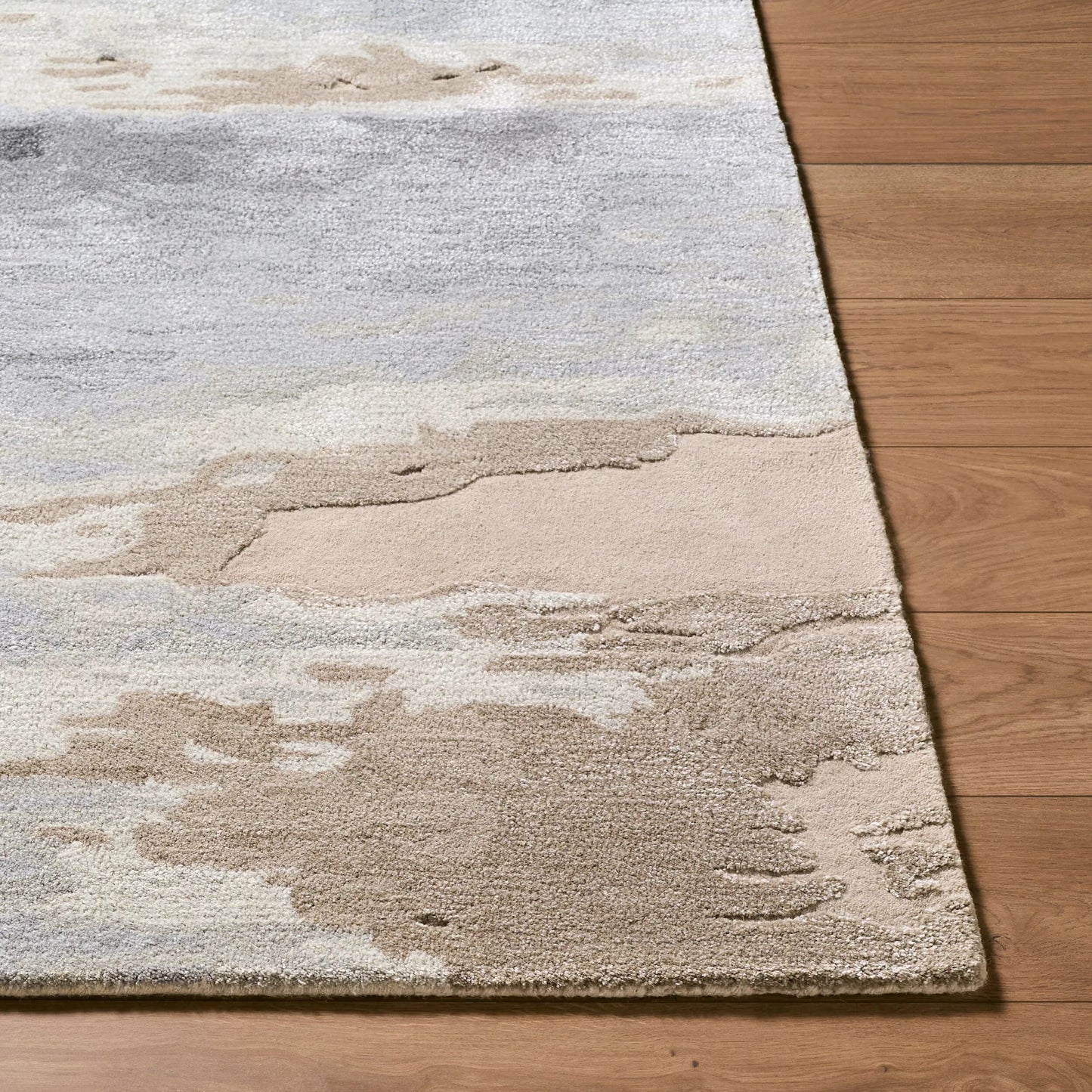 002 SI-2460979,SI-2460980,SI-2460981,SI-2460982,SI-2460983 | Closeup | Hiroshima HIO-2301 Rug by Surya in slate gray, sandstone, taupe, stone. Made from wool, viscose in a unique style.
