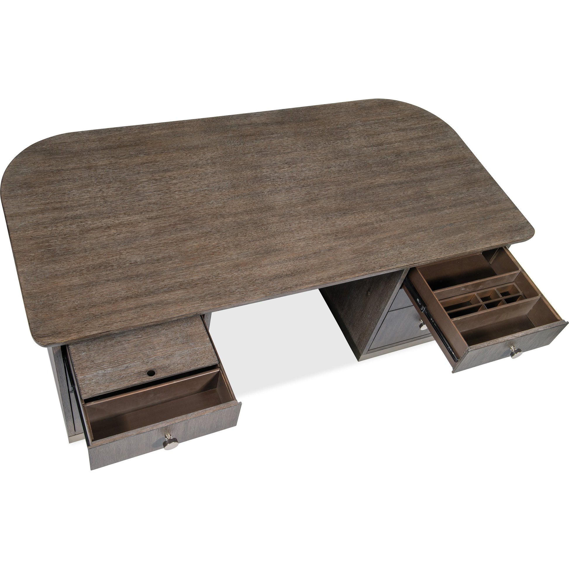 Modern Mood Executive Desk by Hooker Furniture. Made from oak veneers, metal in a modern style.