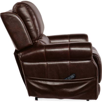 Eisley Power Recliner by Hooker Furniture in sorrento night seas. Made from leather in a traditional style.