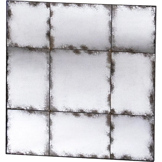 Antiqued Panel Mirror by Zentique in black. Made from iron, glass in a traditional style.