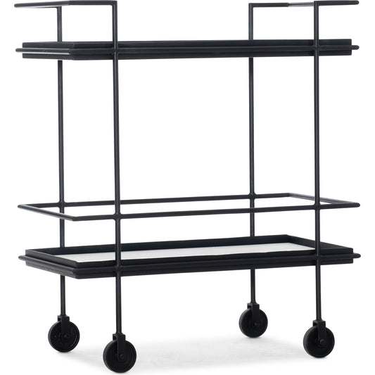 Commerce & Market Bar Cart by Hooker Furniture in black. Made from iron, stone in a transitional style.