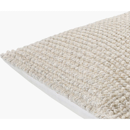 Haruko Indoor/Outdoor Pillow by Surya in ivory, pearl, cream. Made from front: 100% polyester, back: 100% polyester in a modern style.