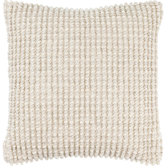 Haruko Pillow - 481359 by Surya in light silver, off-white, ash. Made from front: 100% polyester, back: 100% polyester in a modern style.