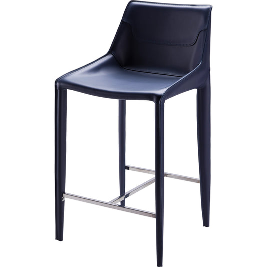 Hanks Bar Stool - 497381 by Surya in base: navy and hand finished. Made from upholstery: pvc, base: metal, fill: 100% polyurethane foam in a modern style.