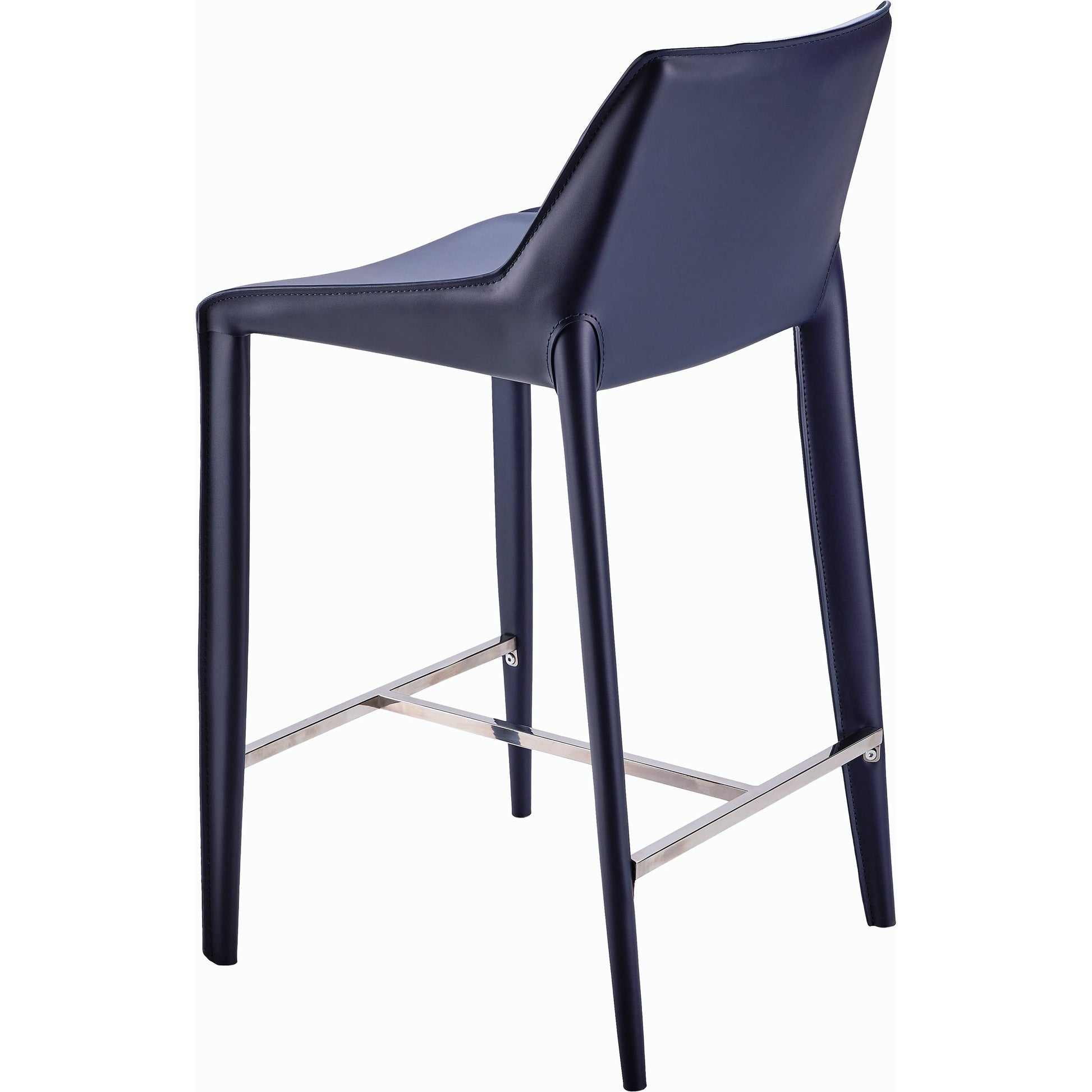 Hanks Bar Stool - 497381 by Surya in navy and hand finished. Made from upholstery: pvc, base: metal, fill: 100% polyurethane foam in a modern style.