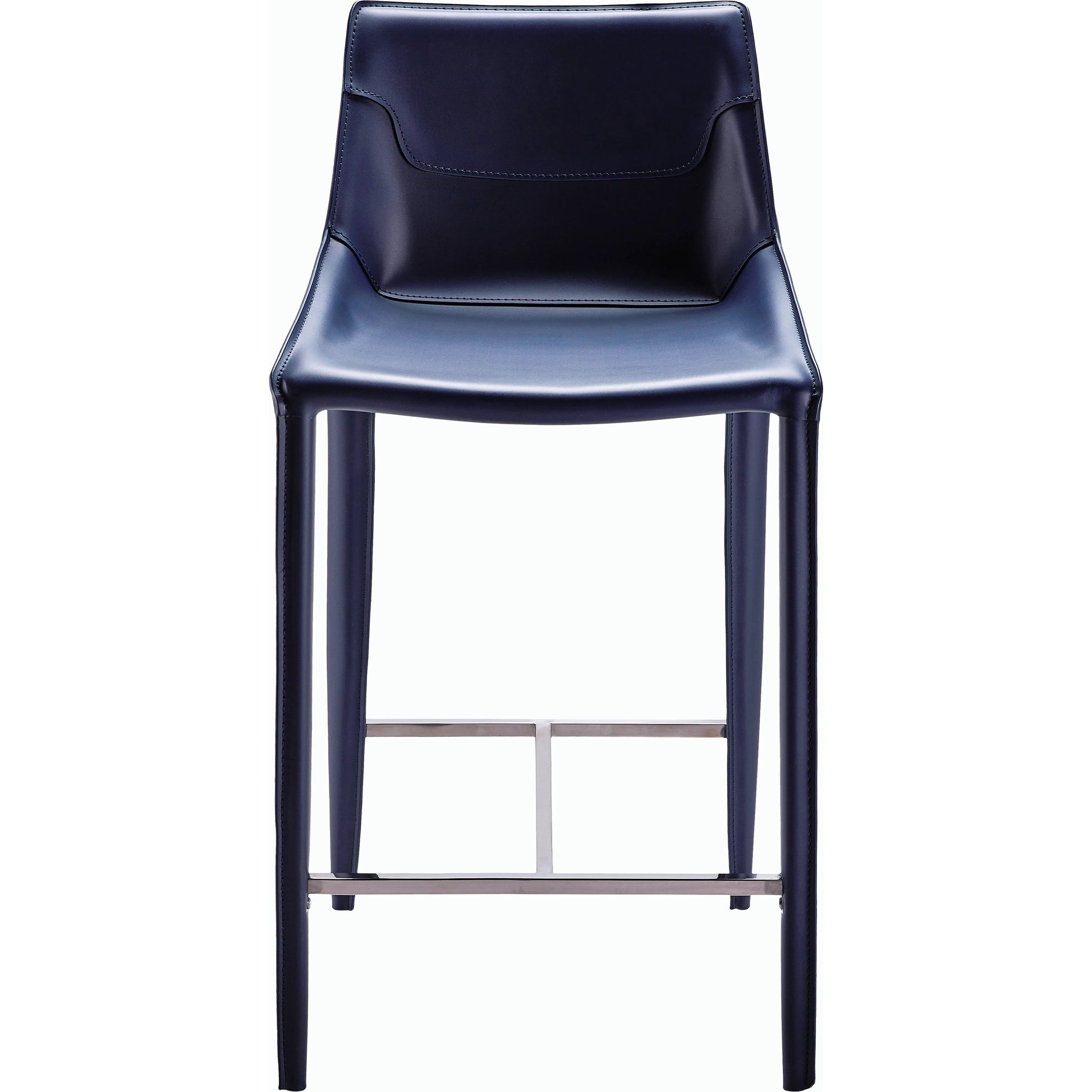 Hanks Bar Stool - 497381 by Surya in navy and hand finished. Made from upholstery: pvc, base: metal, fill: 100% polyurethane foam in a modern style.