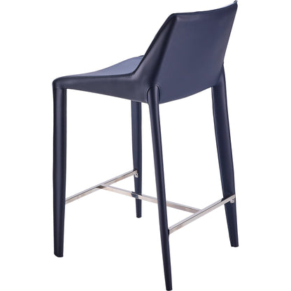 Hanks Bar Stool - 497381 by Surya in navy and hand finished. Made from upholstery: pvc, base: metal, fill: 100% polyurethane foam in a modern style.