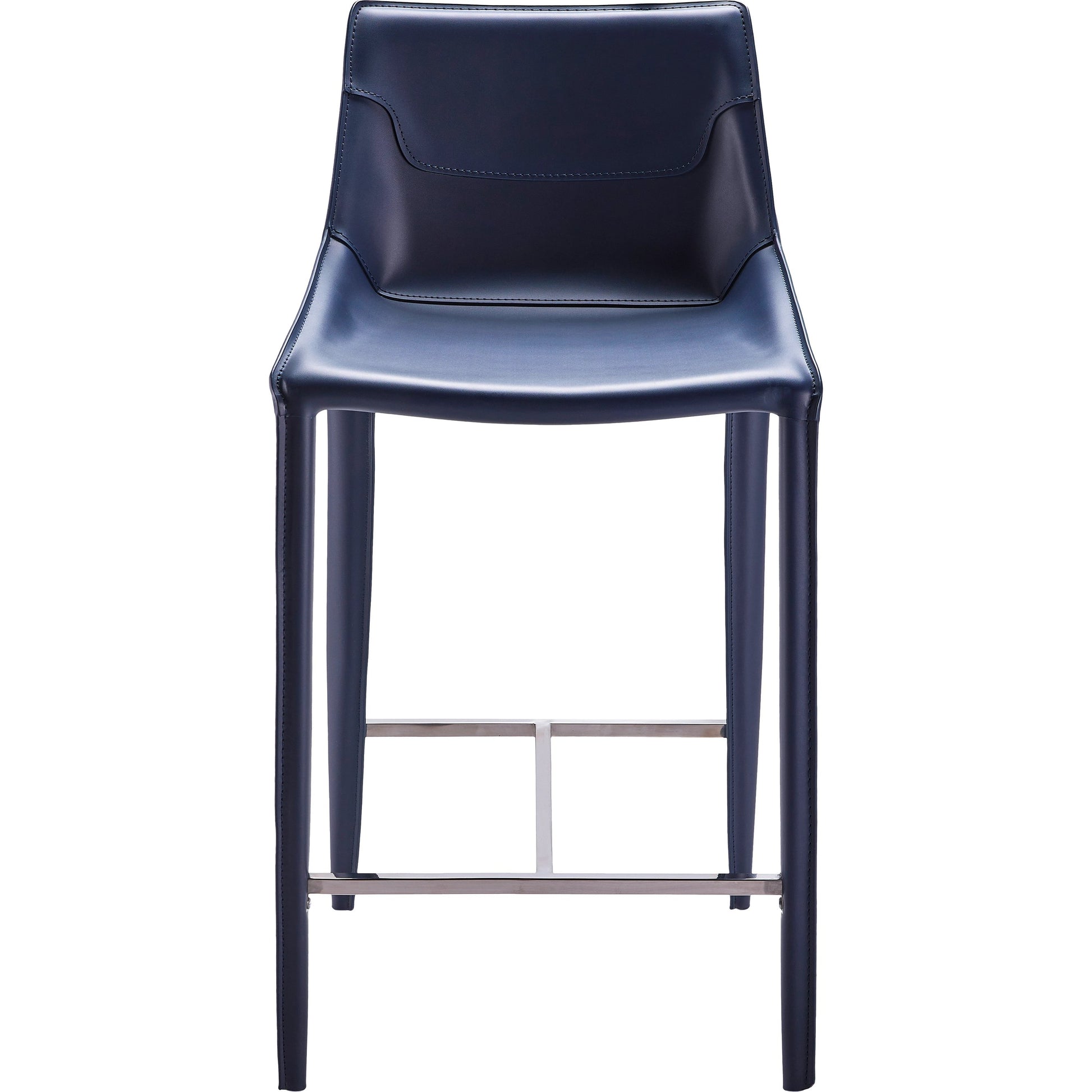 Hanks Bar Stool - 497381 by Surya in navy and hand finished. Made from upholstery: pvc, base: metal, fill: 100% polyurethane foam in a modern style.