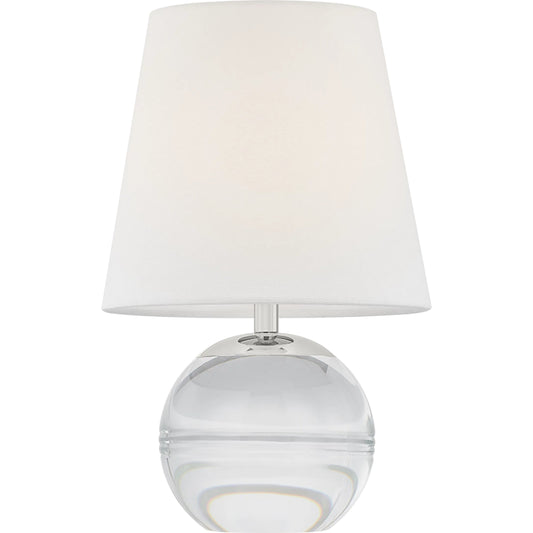 Nicole Rechargeable Table Lamp by Mitzi in polished nickel. Made from crystal in a unique style.