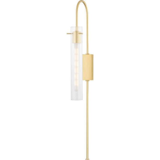 Nettie Wall Sconce With Plug by Mitzi in aged brass. Made from steel in a modern style.