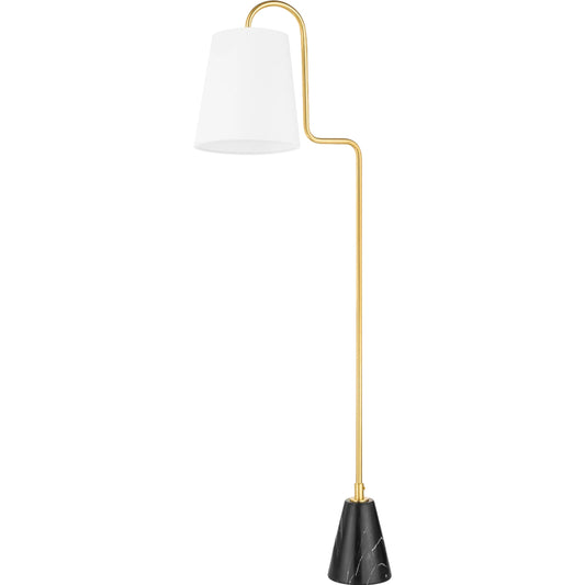 Jaimee Floor Lamp by Mitzi in aged brass. Made from steel in a transitional style.