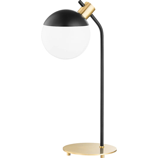 Miranda Table Lamp by Mitzi in aged brass. Made from steel in a modern style.