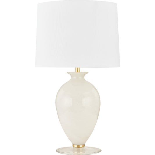 Laney Table Lamp by Mitzi in aged brass. Made from steel in a modern style.