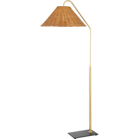 Lauren Floor Lamp by Mitzi in aged brass, textured black combo. Made from steel in a cottage & farmhouse style.