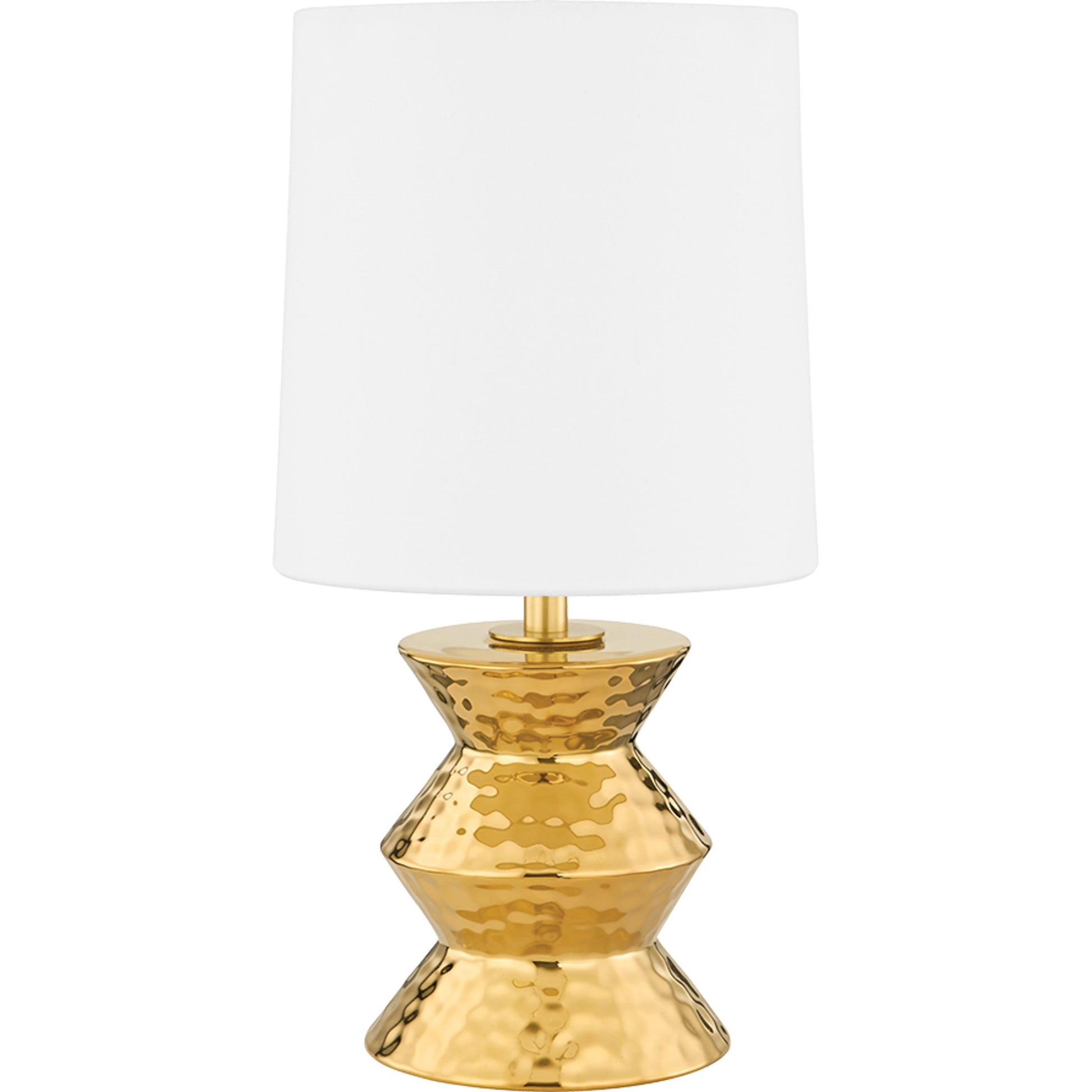 Zoe Table Lamp by Mitzi in aged brass ceramic gold. Made from steel in a modern style.