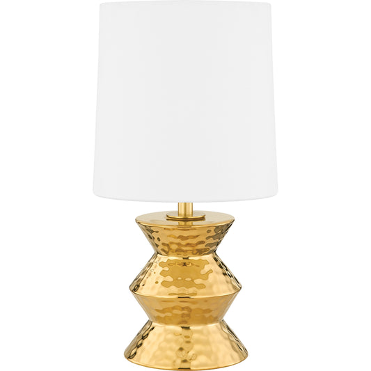 Zoe Table Lamp by Mitzi in aged brass ceramic gold. Made from steel in a modern style.
