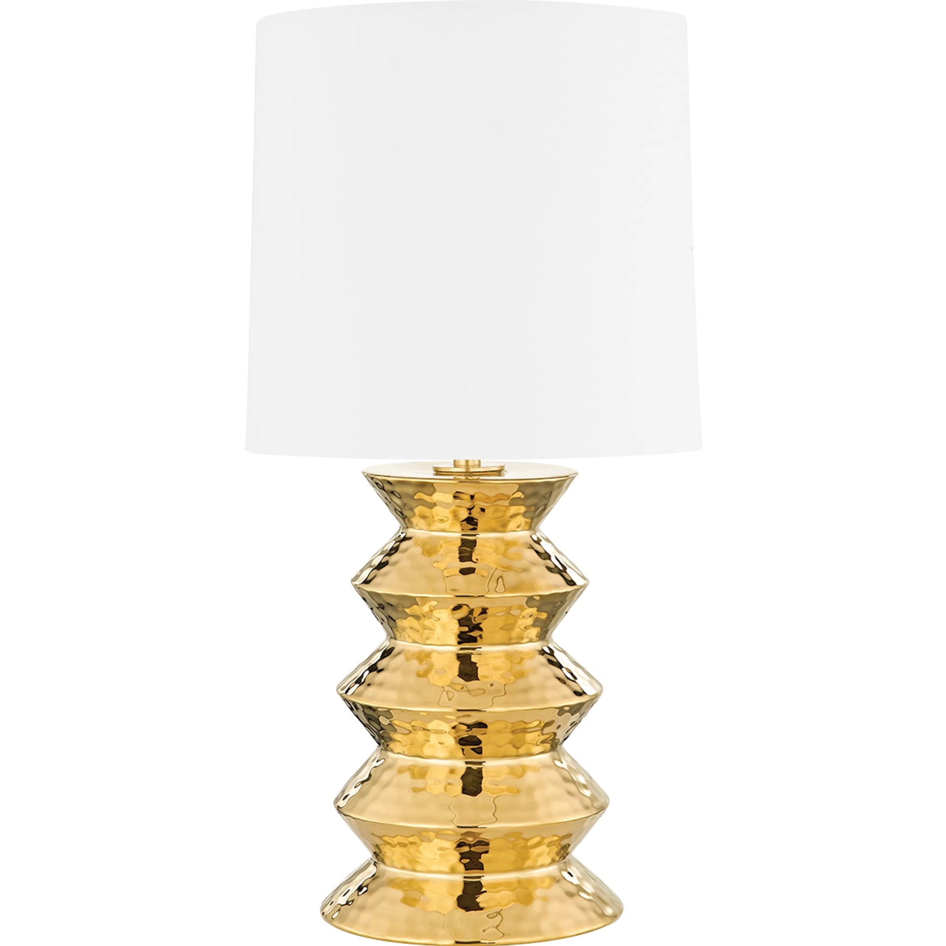 Zoe Table Lamp by Mitzi in aged brass ceramic gold. Made from steel in a modern style.