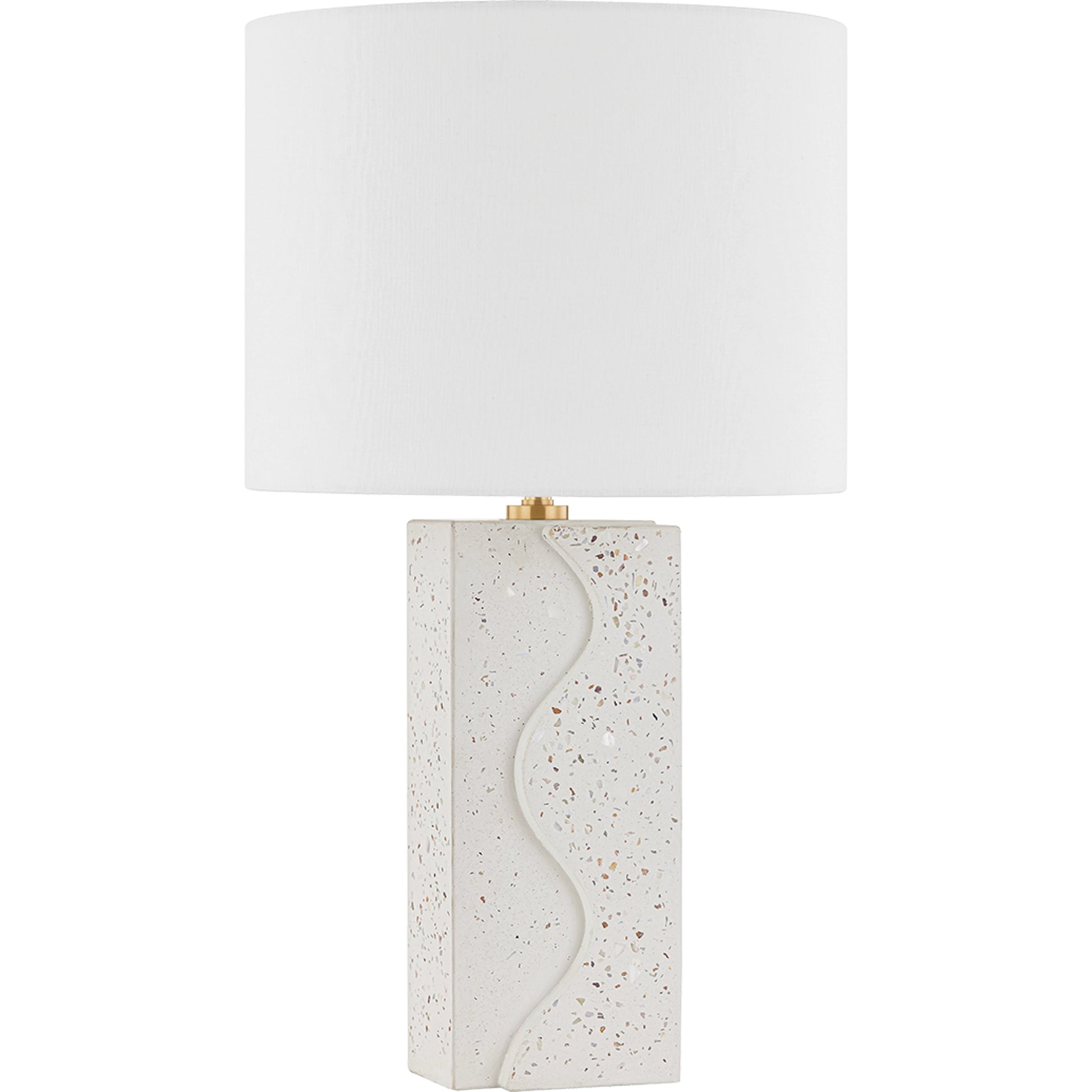 Cort Table Lamp by Mitzi in aged brass. Made from cement in a modern style.