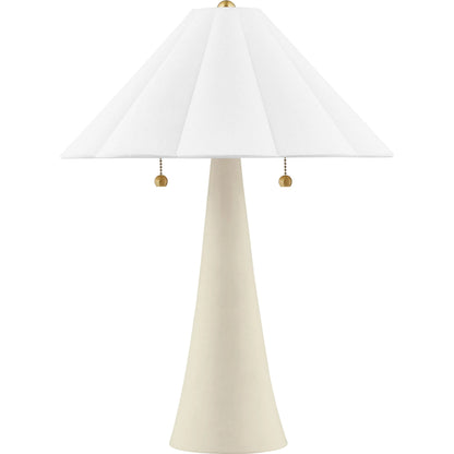 Alana Table Lamp by Mitzi in aged brass, ceramic antique ivory. Made from iron in a modern style.