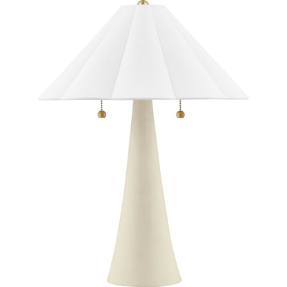 Alana Table Lamp by Mitzi in aged brass, ceramic antique ivory. Made from iron in a modern style.