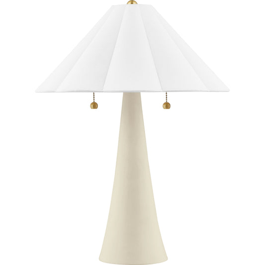 Alana Table Lamp by Mitzi in aged brass, ceramic antique ivory. Made from iron in a modern style.