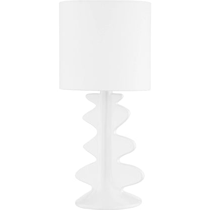 Liwa Table Lamp by Mitzi in aged brass, ceramic gloss black. Made from steel in a modern style.