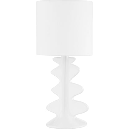 Liwa Table Lamp by Mitzi in aged brass, ceramic gloss black. Made from steel in a modern style.