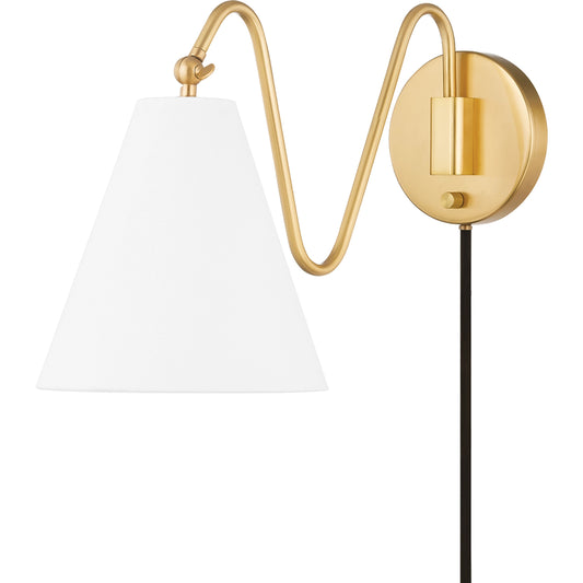 Onda 1 Light Portable Wall Sconce by Mitzi. Made from iron in a modern style.
