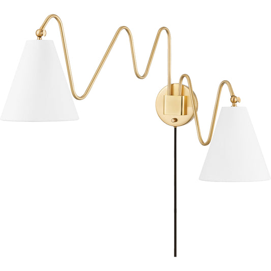 Onda 2 Light Portable Wall Sconce by Mitzi. Made from iron in a modern style.
