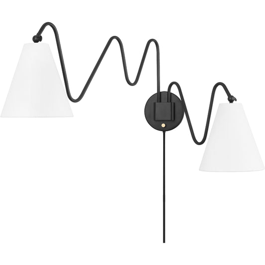 Onda 2 Light Portable Wall Sconce by Mitzi. Made from iron in a modern style.