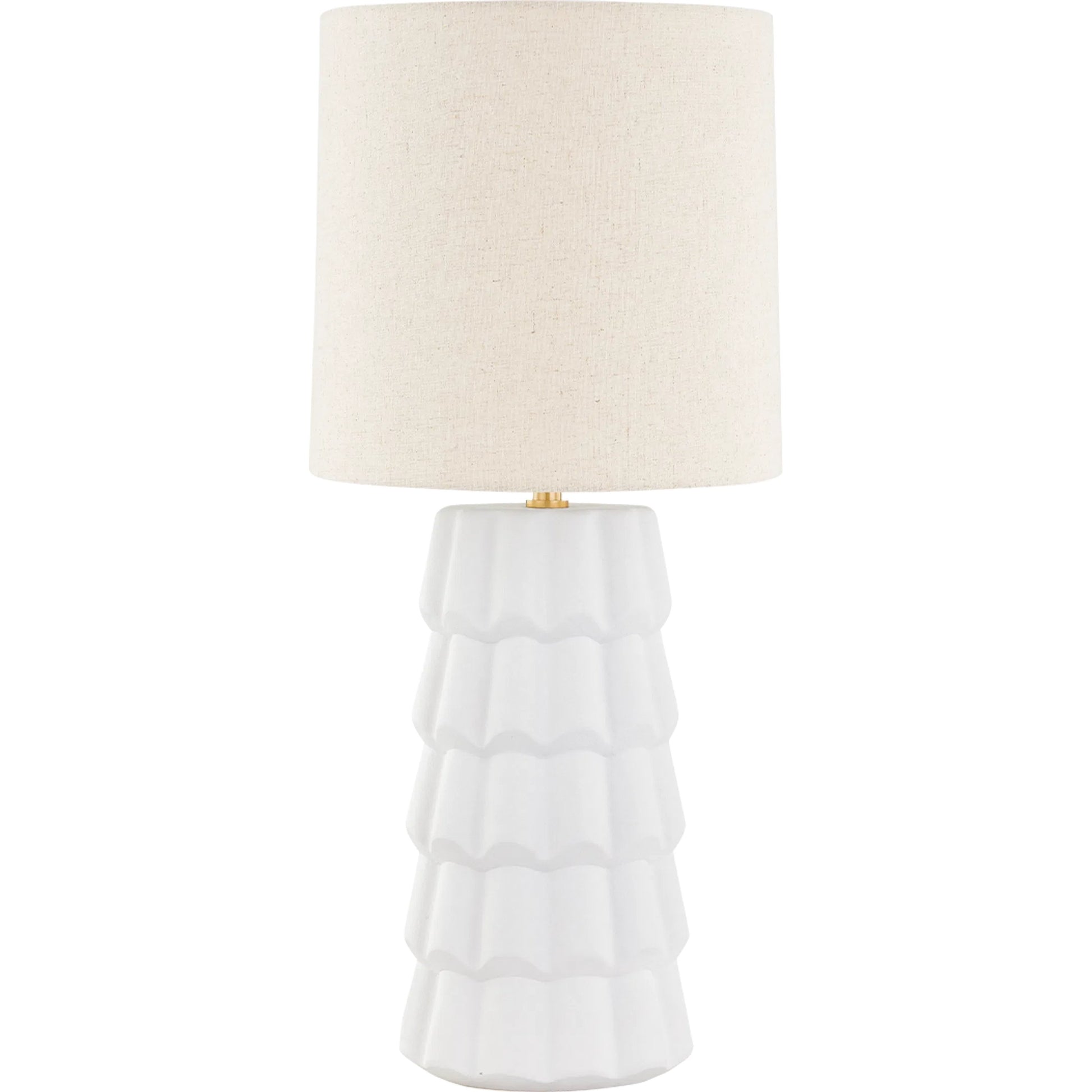 Maisie Table Lamp by Mitzi in aged brass. Made from ceramic in a modern style.