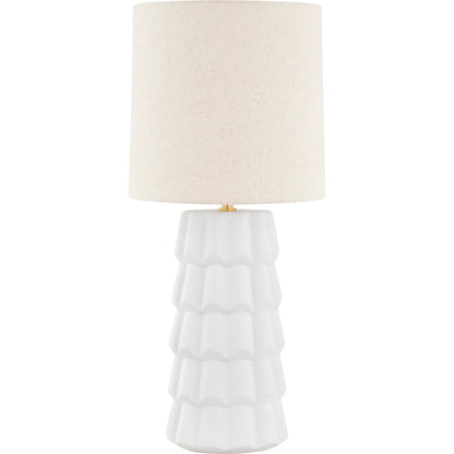 Maisie Table Lamp by Mitzi in aged brass. Made from ceramic in a modern style.