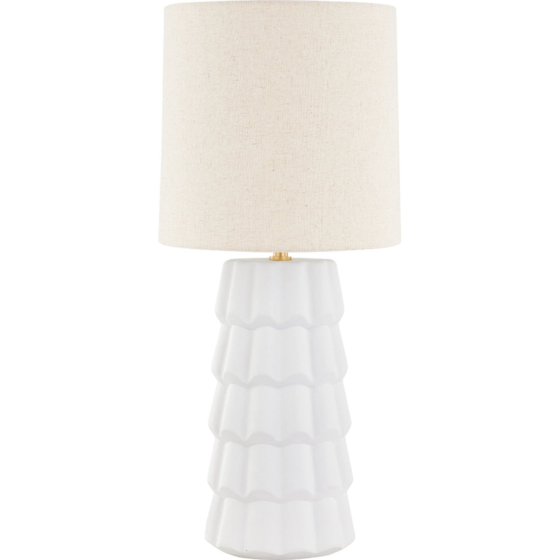 Maisie Table Lamp by Mitzi in aged brass. Made from ceramic in a modern style.