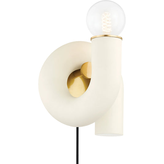 Jolie 1 Light Portable Wall Sconce by Mitzi in aged brass. Made from steel in a modern style.