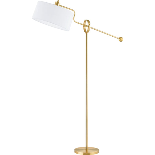 Libby Floor Lamp by Mitzi in aged brass. Made from steel in a modern style.