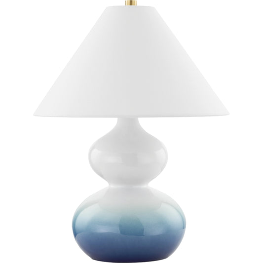 Aimee Table Lamp by Mitzi in aged brass. Made from ceramic in a modern style.