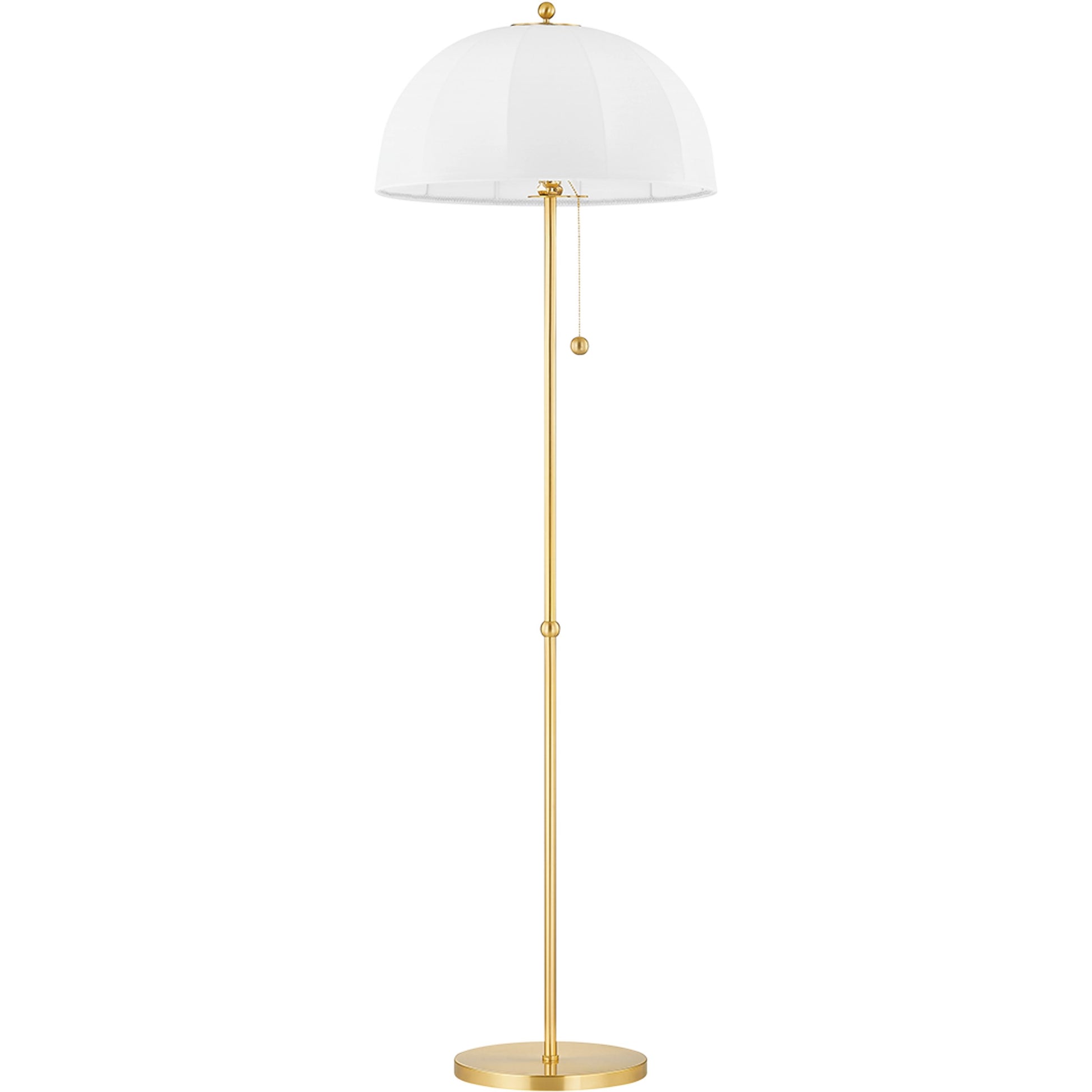 Meshelle Floor Lamp by Mitzi in aged brass. Made from brass in a rustic style.