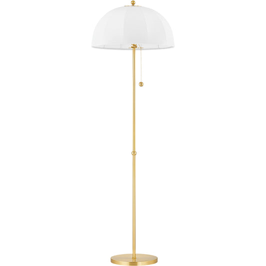 Meshelle Floor Lamp by Mitzi in aged brass. Made from brass in a rustic style.