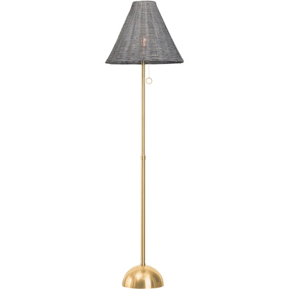 Destiny Floor Lamp by Mitzi in aged brass. Made from steel in a rustic style.