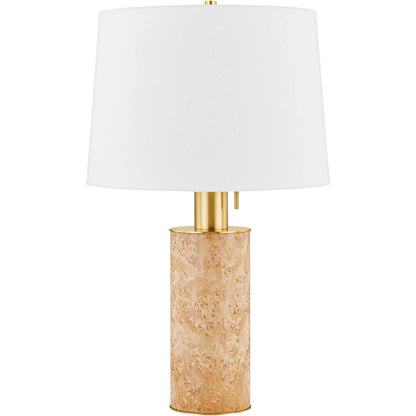 Clarissa Table Lamp by Mitzi in aged brass. Made from steel in a transitional style.