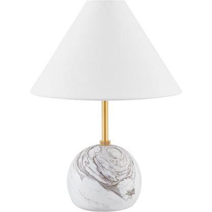 Jewel Table Lamp by Mitzi in aged brass. Made from steel in a modern style.